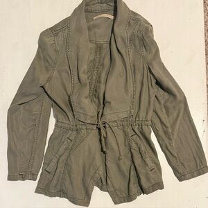 Max Jeans Olive Green Women's Waterfall Jacket Size Large Boho 100% Tencel